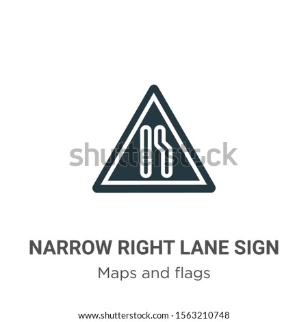 Narrow right lane sign vector icon on white background. Flat vector narrow right lane sign icon symbol sign from modern maps and flags collection for mobile concept and web apps design.