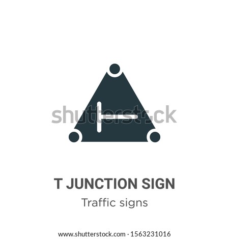 T junction sign vector icon on white background. Flat vector t junction sign icon symbol sign from modern traffic signs collection for mobile concept and web apps design.