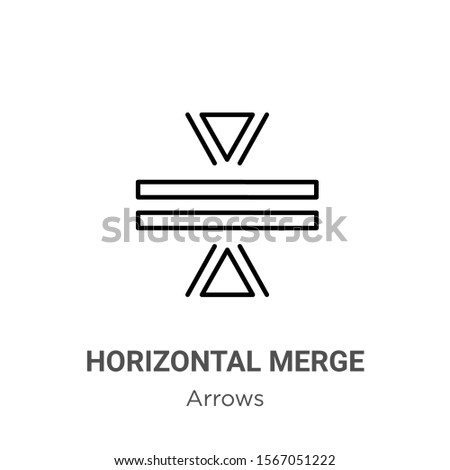 Horizontal merge outline vector icon. Thin line black horizontal merge icon, flat vector simple element illustration from editable arrows concept isolated on white background