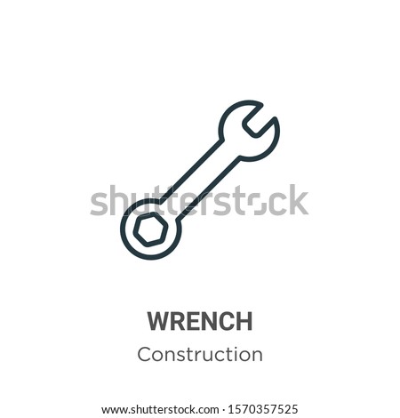 Wrench outline vector icon. Thin line black wrench icon, flat vector simple element illustration from editable construction concept isolated on white background