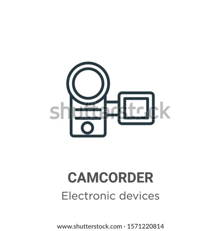 Camcorder outline vector icon. Thin line black camcorder icon, flat vector simple element illustration from editable electronic devices concept isolated on white background