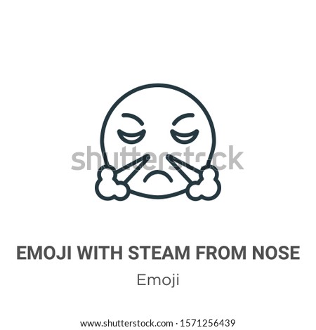 Emoji with steam from nose outline vector icon. Thin line black emoji with steam from nose icon, flat vector simple element illustration from editable emoji concept isolated on white background