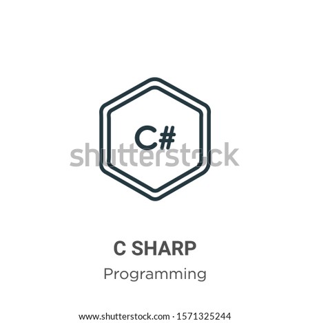 C sharp outline vector icon. Thin line black c sharp icon, flat vector simple element illustration from editable programming concept isolated on white background