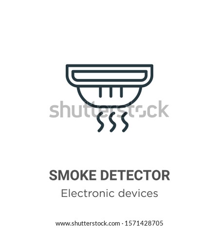 Smoke detector outline vector icon. Thin line black smoke detector icon, flat vector simple element illustration from editable electronic devices concept isolated on white background
