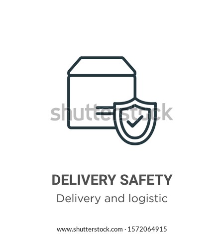 Delivery safety outline vector icon. Thin line black delivery safety icon, flat vector simple element illustration from editable delivery and logistic concept isolated on white background