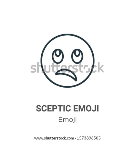 Sceptic emoji outline vector icon. Thin line black sceptic emoji icon, flat vector simple element illustration from editable emoji concept isolated on white background
