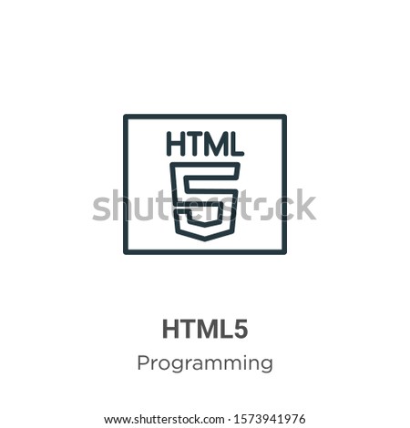 Html5 outline vector icon. Thin line black html5 icon, flat vector simple element illustration from editable programming concept isolated on white background