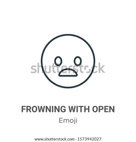 Frowning with open mouth emoji outline vector icon. Thin line black frowning with open mouth emoji icon, flat vector simple element illustration from editable emoji concept isolated on white 