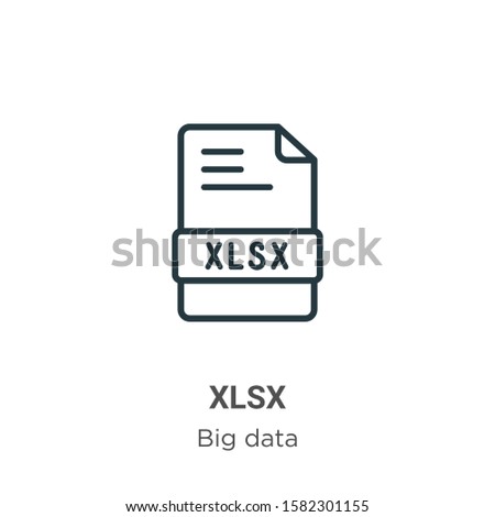 Xlsx outline vector icon. Thin line black xlsx icon, flat vector simple element illustration from editable big data concept isolated on white background