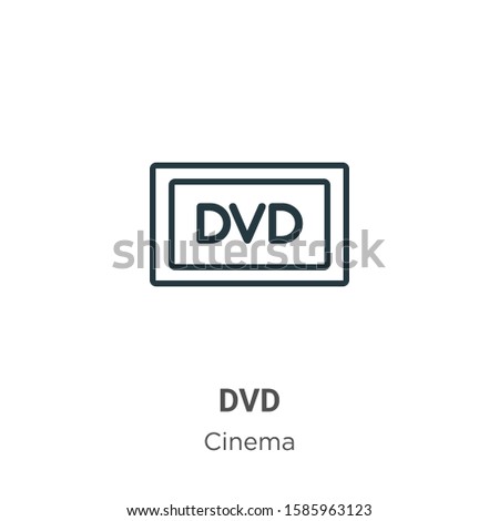 Dvd logo outline vector icon. Thin line black dvd logo icon, flat vector simple element illustration from editable cinema concept isolated on white background