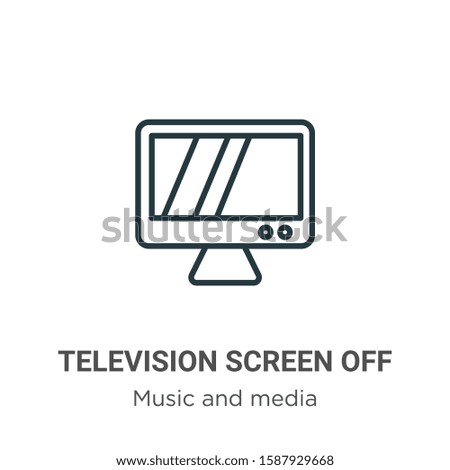 Television screen off outline vector icon. Thin line black television screen off icon, flat vector simple element illustration from editable music and media concept isolated on white background