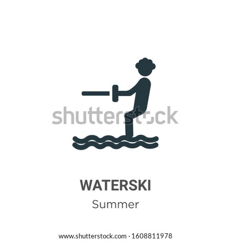 Waterski glyph icon vector on white background. Flat vector waterski icon symbol sign from modern summer collection for mobile concept and web apps design.