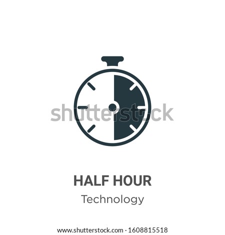 Half hour glyph icon vector on white background. Flat vector half hour icon symbol sign from modern technology collection for mobile concept and web apps design.