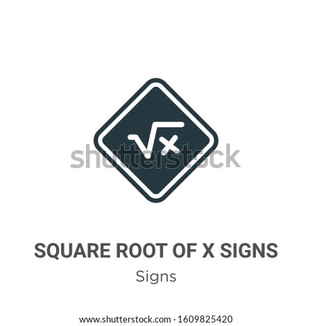 Square root of x signs glyph icon vector on white background. Flat vector square root of x signs icon symbol sign from modern signs collection for mobile concept and web apps design.