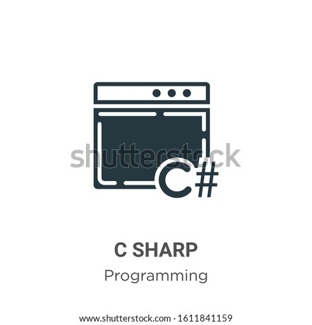 C sharp glyph icon vector on white background. Flat vector c sharp icon symbol sign from modern programming collection for mobile concept and web apps design.