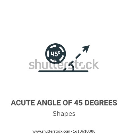 Acute angle of 45 degrees glyph icon vector on white background. Flat vector acute angle of 45 degrees icon symbol sign from modern shapes collection for mobile concept and web apps design.