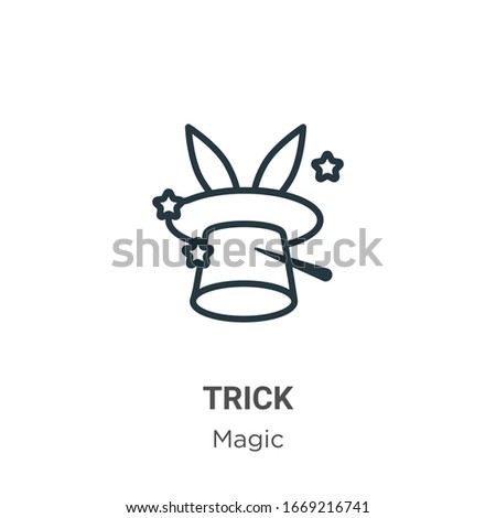 Trick outline vector icon. Thin line black trick icon, flat vector simple element illustration from editable magic concept isolated stroke on white background