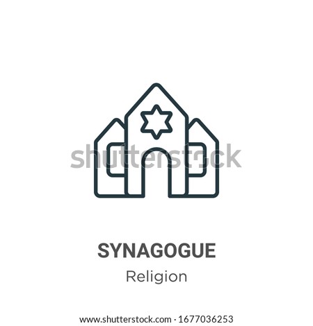 Synagogue outline vector icon. Thin line black synagogue icon, flat vector simple element illustration from editable religion concept isolated stroke on white background