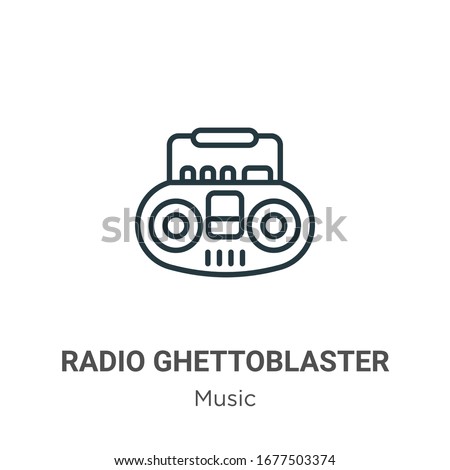 Radio ghettoblaster outline vector icon. Thin line black radio ghettoblaster icon, flat vector simple element illustration from editable music concept isolated stroke on white background