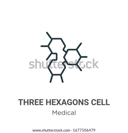 Three hexagons cell outline vector icon. Thin line black three hexagons cell icon, flat vector simple element illustration from editable medical concept isolated stroke on white background