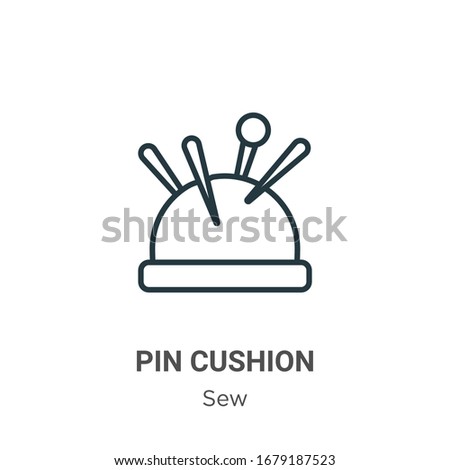 Pin cushion outline vector icon. Thin line black pin cushion icon, flat vector simple element illustration from editable sew concept isolated stroke on white background