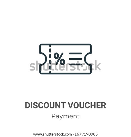 Discount voucher outline vector icon. Thin line black discount voucher icon, flat vector simple element illustration from editable payment methods concept isolated stroke on white background