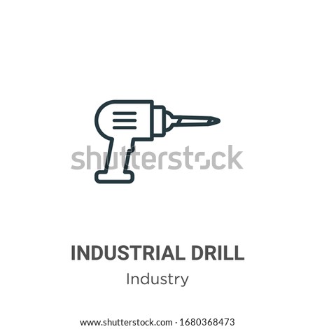 Industrial drill outline vector icon. Thin line black industrial drill icon, flat vector simple element illustration from editable industry concept isolated stroke on white background