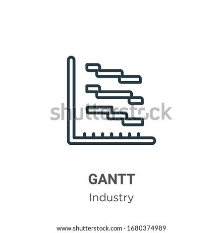 Gantt outline vector icon. Thin line black gantt icon, flat vector simple element illustration from editable industry concept isolated stroke on white background