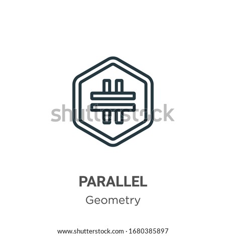 Parallel outline vector icon. Thin line black parallel icon, flat vector simple element illustration from editable geometry concept isolated stroke on white background