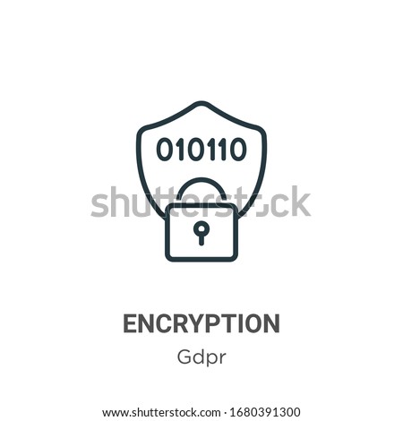 Encryption outline vector icon. Thin line black encryption icon, flat vector simple element illustration from editable gdpr concept isolated stroke on white background