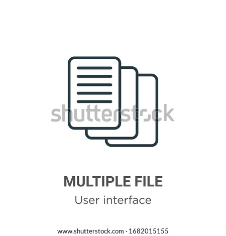 Multiple file outline vector icon. Thin line black multiple file icon, flat vector simple element illustration from editable user interface concept isolated stroke on white background