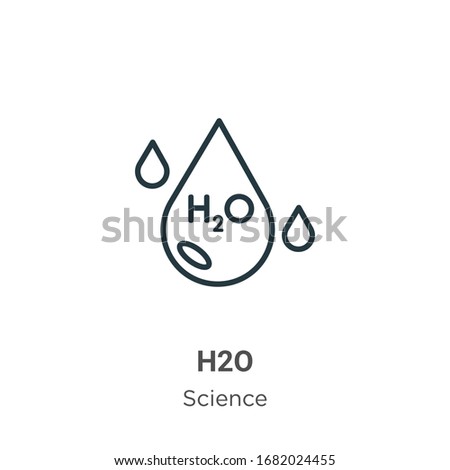 H2o outline vector icon. Thin line black h2o icon, flat vector simple element illustration from editable science concept isolated stroke on white background
