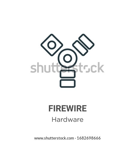 Firewire outline vector icon. Thin line black firewire icon, flat vector simple element illustration from editable hardware concept isolated stroke on white background