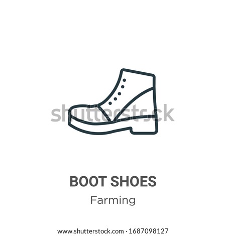 Boot shoes outline vector icon. Thin line black boot shoes icon, flat vector simple element illustration from editable farming concept isolated stroke on white background