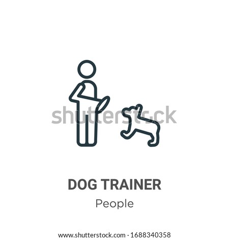 Dog trainer outline vector icon. Thin line black dog trainer icon, flat vector simple element illustration from editable people concept isolated stroke on white background