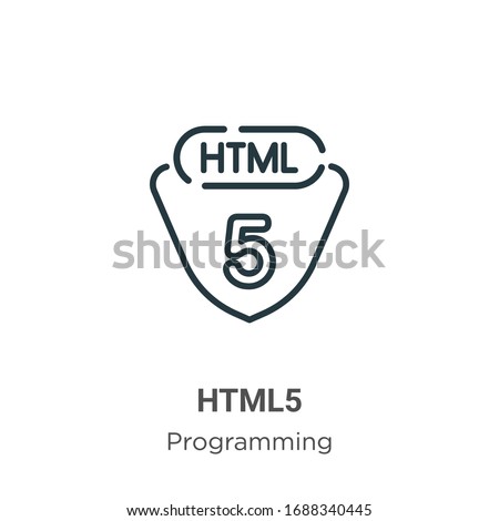Html5 outline vector icon. Thin line black html5 icon, flat vector simple element illustration from editable programming concept isolated stroke on white background