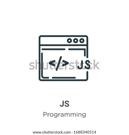 Js outline vector icon. Thin line black js icon, flat vector simple element illustration from editable programming concept isolated stroke on white background