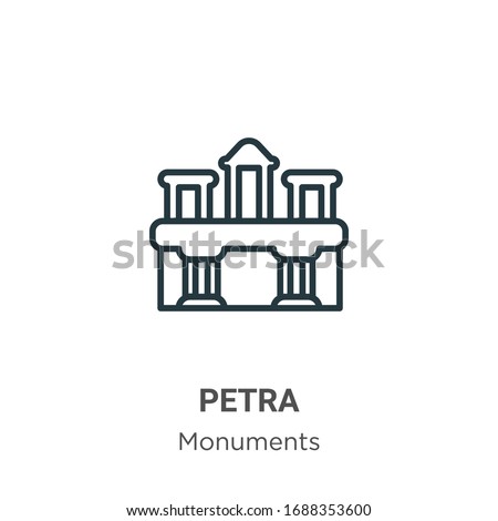Petra outline vector icon. Thin line black petra icon, flat vector simple element illustration from editable monuments concept isolated stroke on white background