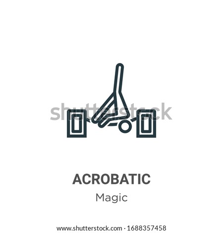 Acrobatic outline vector icon. Thin line black acrobatic icon, flat vector simple element illustration from editable magic concept isolated stroke on white background