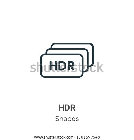 Hdr outline vector icon. Thin line black hdr icon, flat vector simple element illustration from editable shapes concept isolated stroke on white background