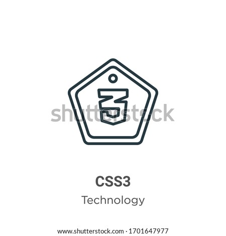 Css3 outline vector icon. Thin line black css3 icon, flat vector simple element illustration from editable technology concept isolated stroke on white background