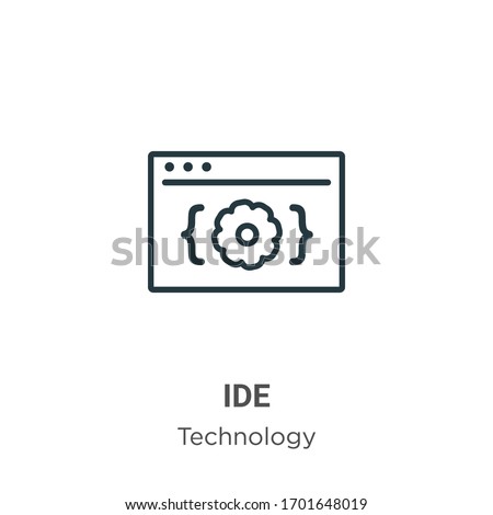 Ide outline vector icon. Thin line black ide icon, flat vector simple element illustration from editable technology concept isolated stroke on white background Сток-фото © 