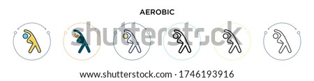 Aerobic icon in filled, thin line, outline and stroke style. Vector illustration of two colored and black aerobic vector icons designs can be used for mobile, ui, web