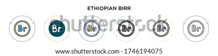 Ethiopian birr icon in filled, thin line, outline and stroke style. Vector illustration of two colored and black ethiopian birr vector icons designs can be used for mobile, ui, web