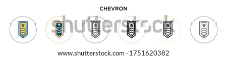 Chevron icon in filled, thin line, outline and stroke style. Vector illustration of two colored and black chevron vector icons designs can be used for mobile, ui, web