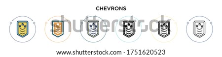 Chevrons icon in filled, thin line, outline and stroke style. Vector illustration of two colored and black chevrons vector icons designs can be used for mobile, ui, web