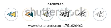 Backward icon in filled, thin line, outline and stroke style. Vector illustration of two colored and black backward vector icons designs can be used for mobile, ui, web