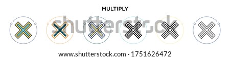 Multiply icon in filled, thin line, outline and stroke style. Vector illustration of two colored and black multiply vector icons designs can be used for mobile, ui, web