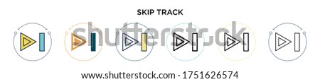 Skip track icon in filled, thin line, outline and stroke style. Vector illustration of two colored and black skip track vector icons designs can be used for mobile, ui, web