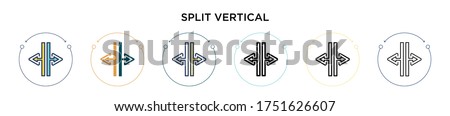 Split vertical icon in filled, thin line, outline and stroke style. Vector illustration of two colored and black split vertical vector icons designs can be used for mobile, ui, web